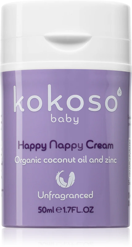 Kokoso Baby Happy Nappy Cream, een geurvrije beschermende crème tegen luieruitslag.