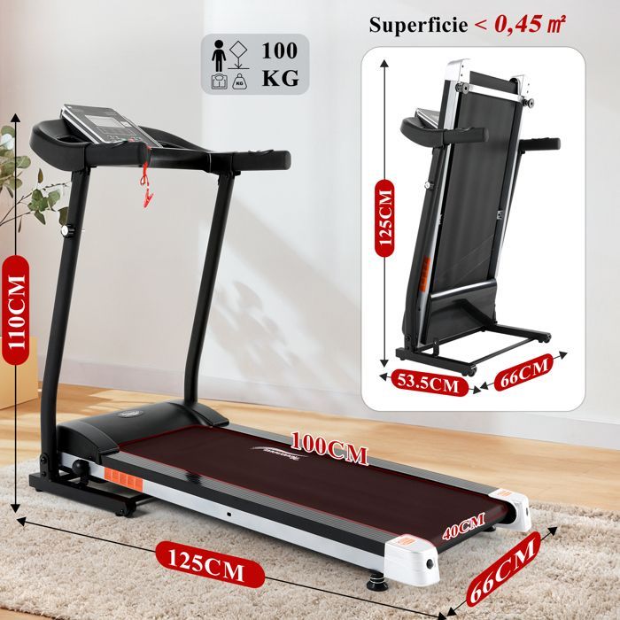 Tapis roulant elettrico pieghevole Novonova con velocità regolabile, schermo LCD, Bluetooth, 12 programmi NV1025