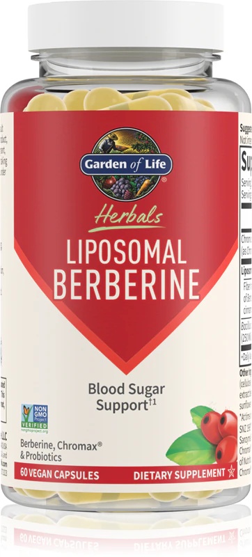 Garden of Life Herbals liposomālās berberīna uztura bagātinātāja kapsulas veselīga cukura līmeņa asinīs uzturēšanai
