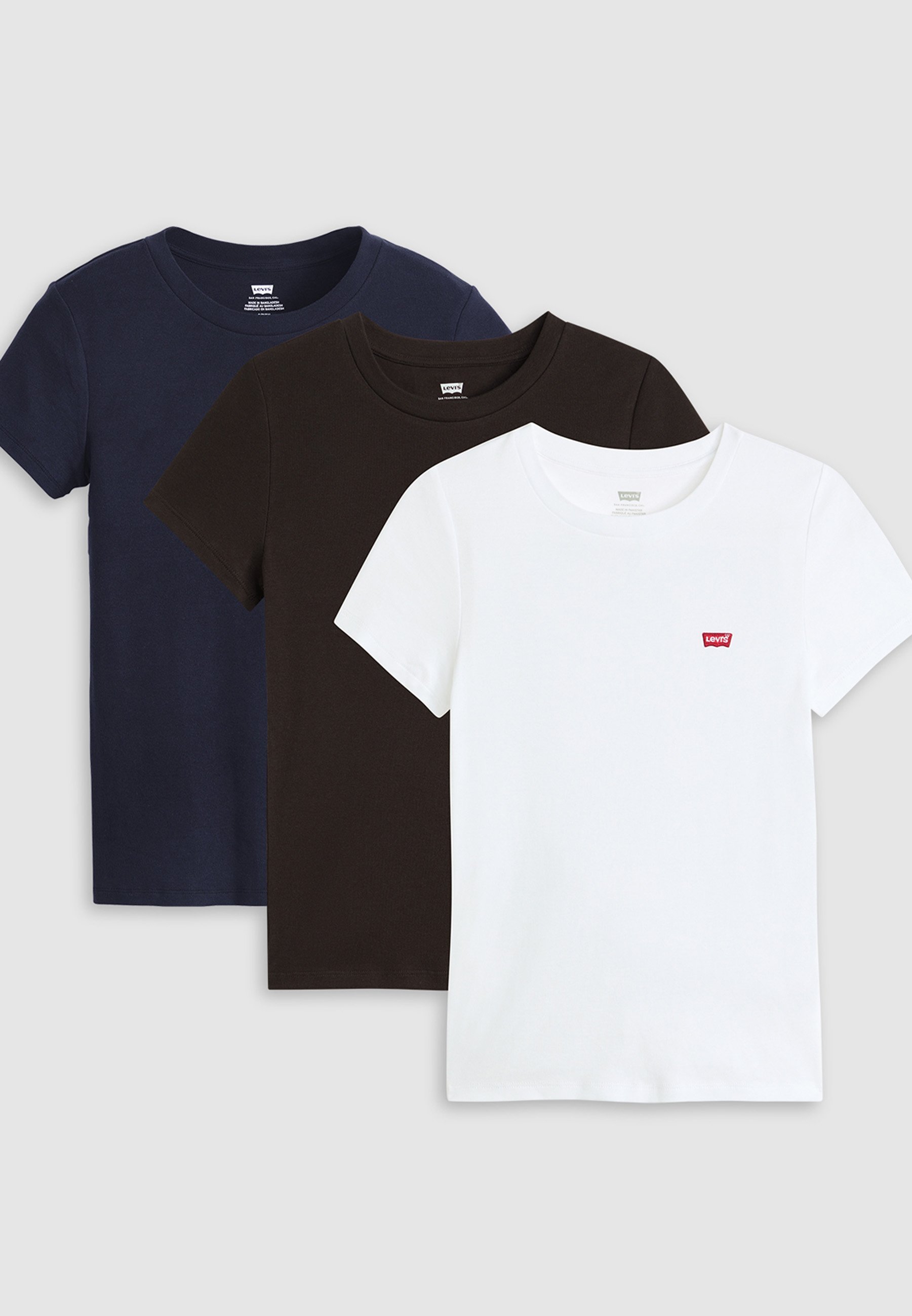 Levi's® ESSENTIAL TEE 3 PACK - Camiseta básica - antracite/branca/azul-marinho