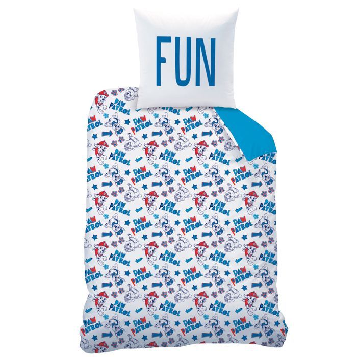 Jogo de cama infantil 100% algodão - CORES DA PATRULHA CANINA - Azul celeste - 140x200+63x63cm