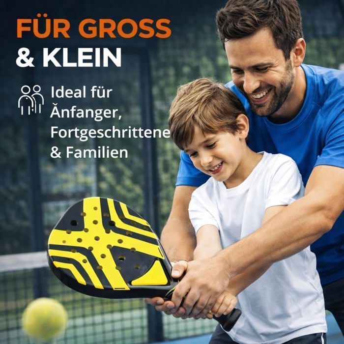 Set de raquettes de padel pour adultes raquette professionnelle – Raquettes de padel pour débutants et joueurs avancés (jaune)