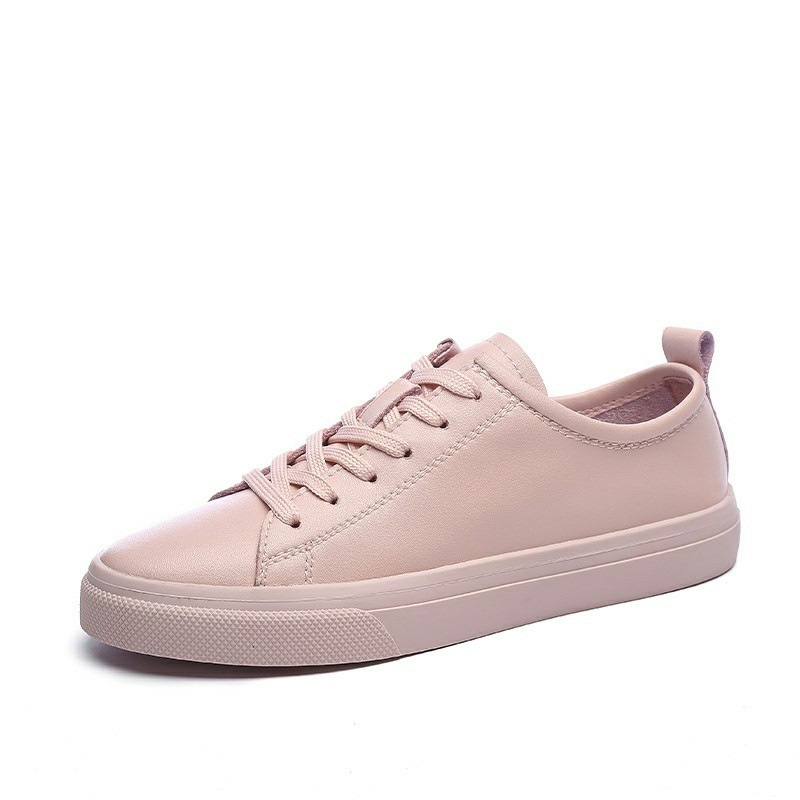 Zapatillas deportivas de mujer, planas, con plataforma, blancas, informales, de piel auténtica y suela suave, ideales para estudiantes.
