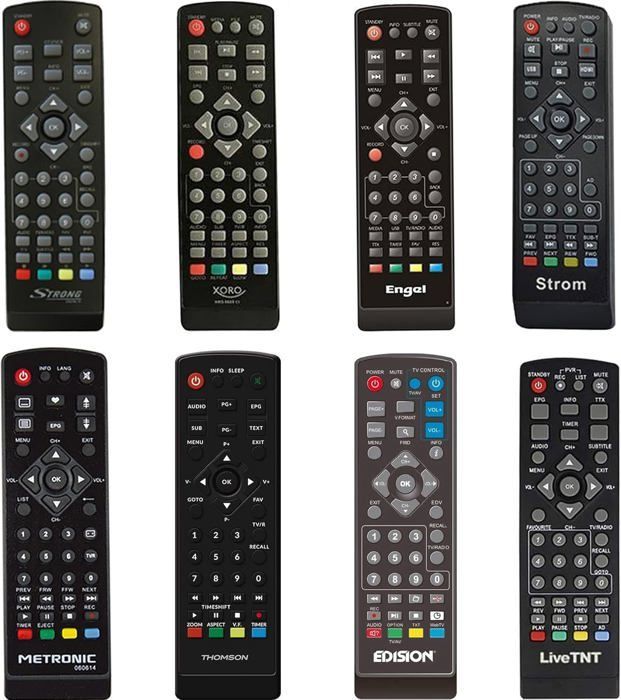 7-in-1 Universal Remote Control Compatible with DVB-T Digital Terrestrial Receivers: Strong, Engel, Metronic, Strom, LiveTNT, Xoro