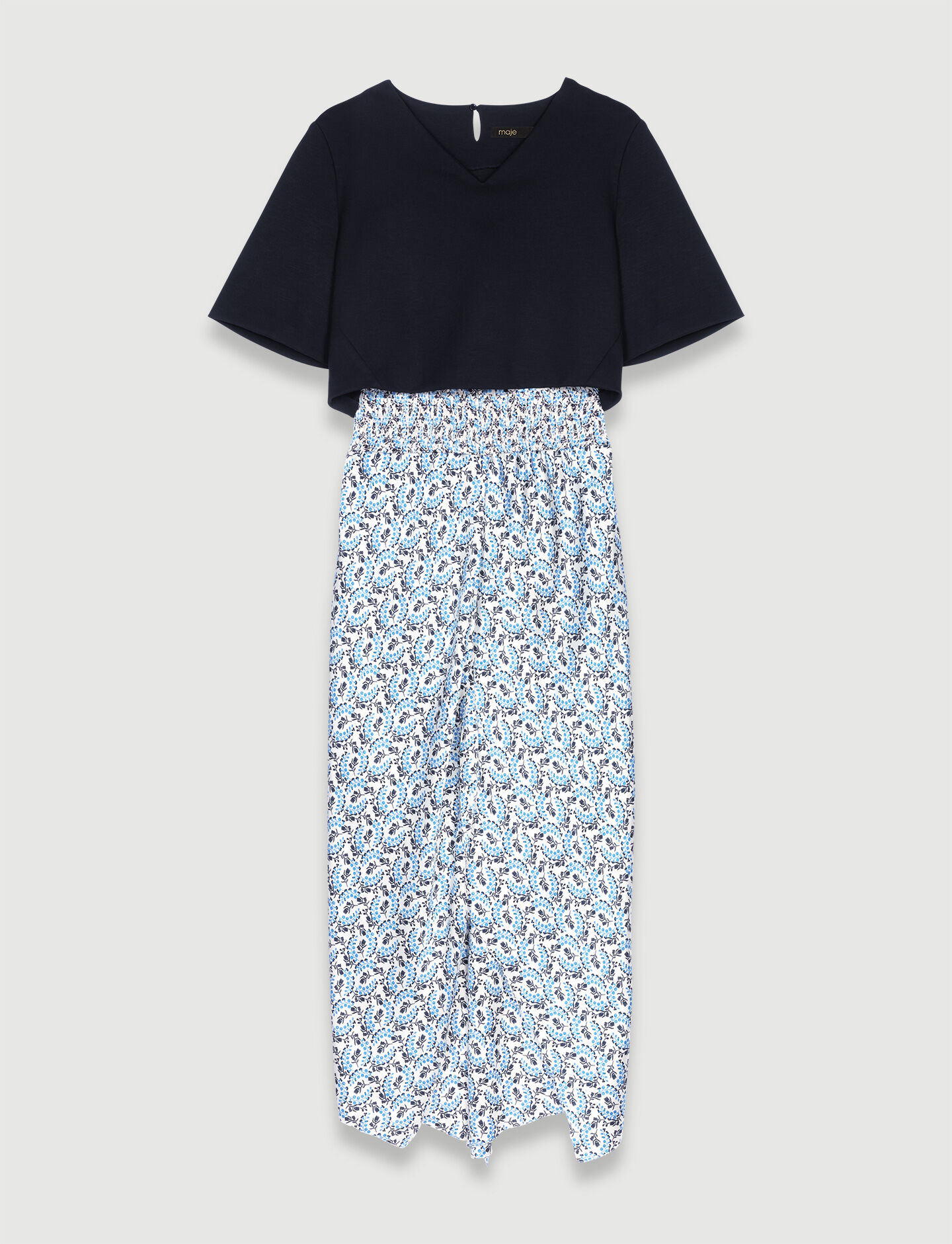Rochie 2 in 1 cu flori-Brin de muguet écru/bleu