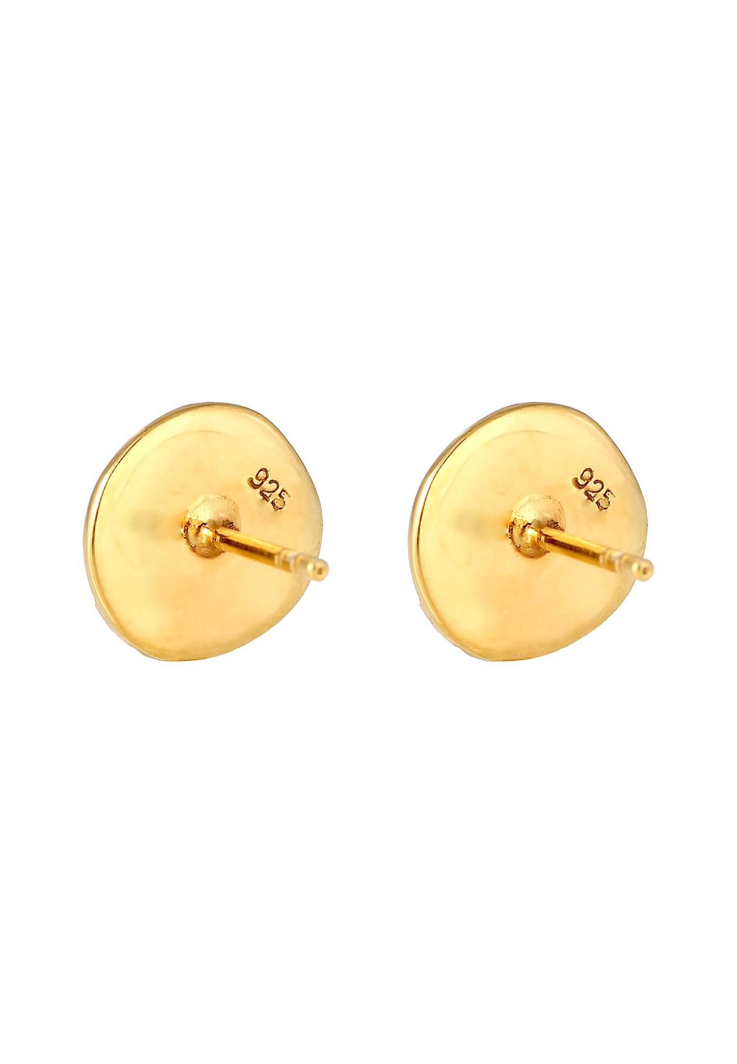 Elli Médaille Vintage Martelé Clous d'Oreilles Femme - (925/1000) Argent Plaqué or