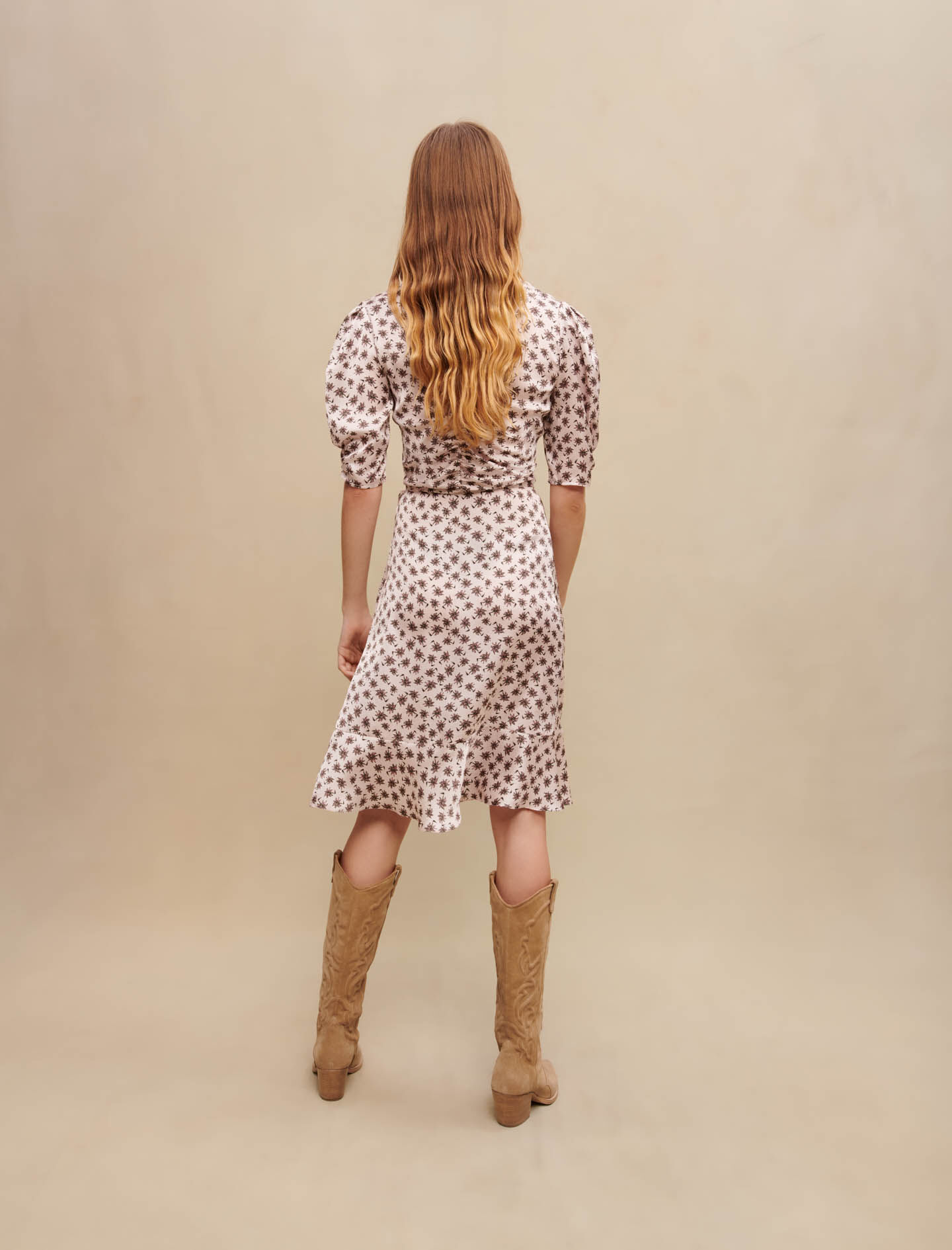 Rochie cu imprimeu de palmier - Mini palmier rose