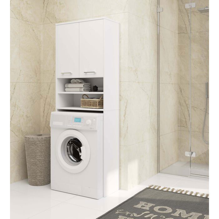 FIN witte badkamerkast, 64 cm, 2 deuren - AKORD - Badkamermeubelen - Klassiek - Tijdloos