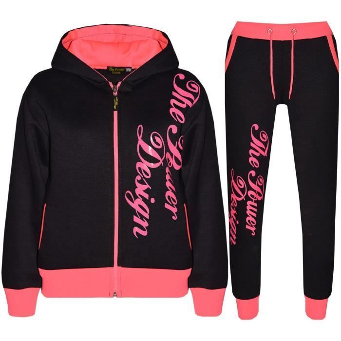 Chándal para niña The Power Design, estampado, liso, con capucha, top y pantalón, para niñas de 5 a 13 años.