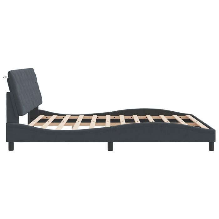 Cama doble CHIC para adultos - 180x200 cm. Estructura de cama gris oscuro de 180x200 cm. Terciopelo #Sara19723