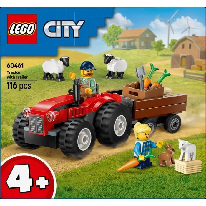 LEGO City 60461 Red Farm Tractor with Trailer and Sheep - Toy for Children Ages 4+