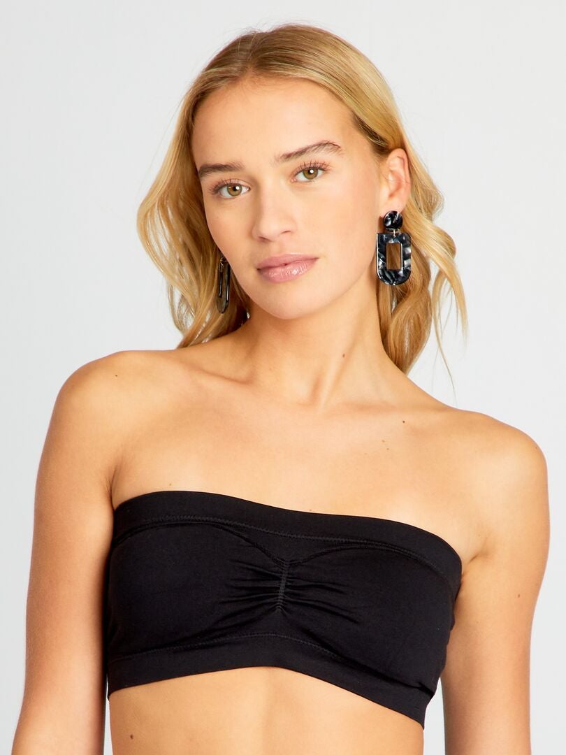 Sujetador tipo bandeau con copas extraíbles - negro