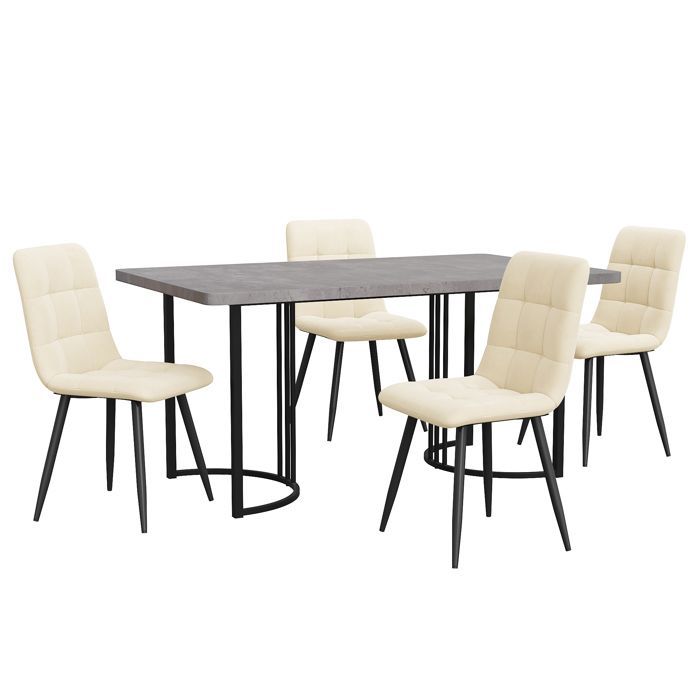 Nouveau Premium sense Dining Group (Set de 5), table à manger avec 4 chaises, table à manger de cuisine moderne, 140 × 80cm