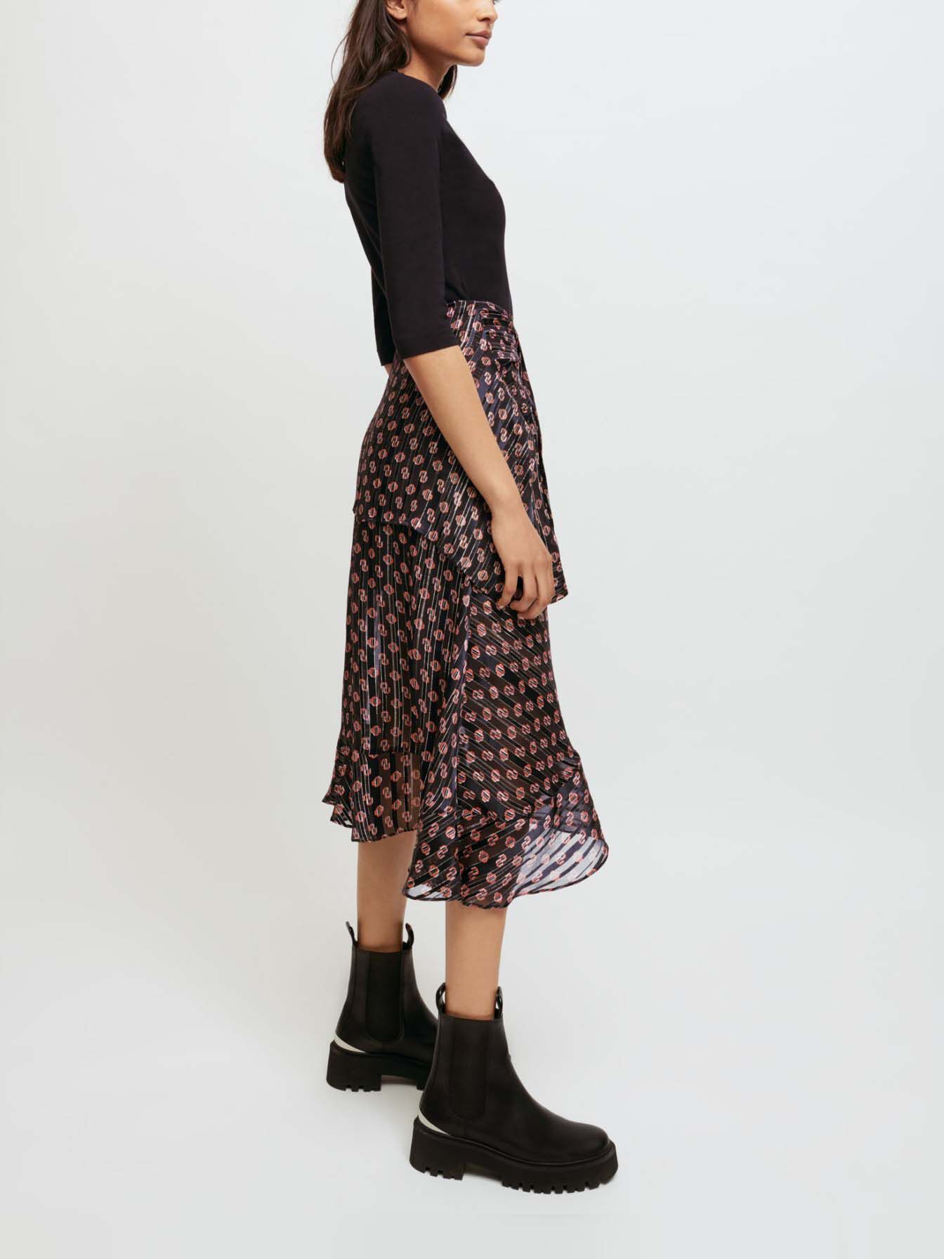 Trompe l'oeil jurk met Maje-Monogramme print M Noir petit