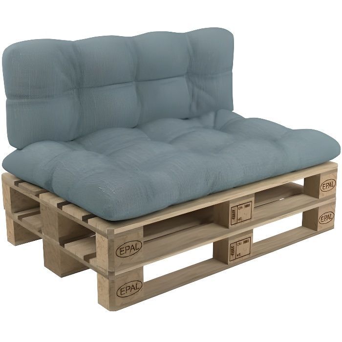 Coussins palettes Matelassé - Bleu - Set 2 pièces  COUSSINS DE PALETTES - 100% Polypropylène - Intérieur/Extérieur - POKAR