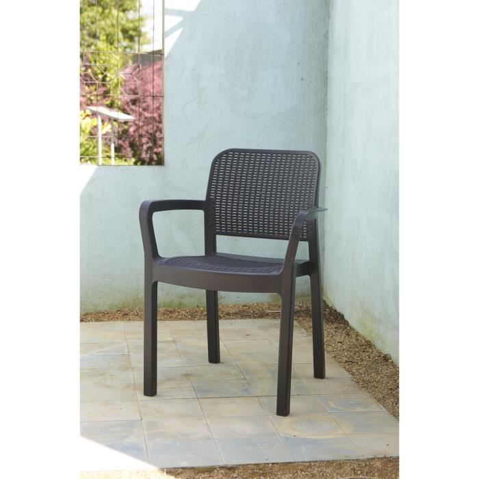 Set di 6 sedie da giardino - Allibert di KETER - SAMANNA - Resina - Colore: grigio grafite - Impilabili