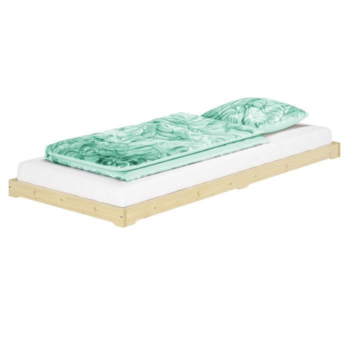Lit futon en bois naturel très bas, idéale pour combiner avec futon, surface 90x200 V-60.47N-09 [sans accessoires]