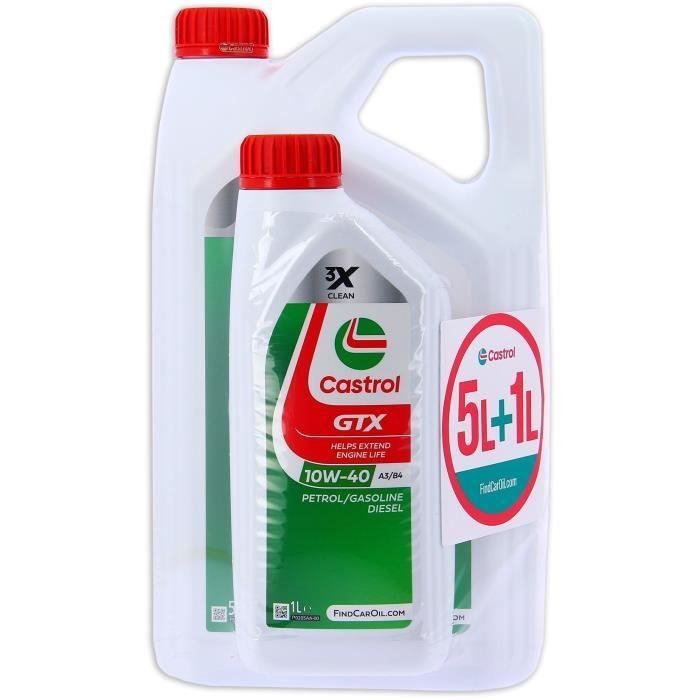 Aceite de motor - CASTROL GTX - 10W-40 A3/B4 - 5L+1L - Oferta especial