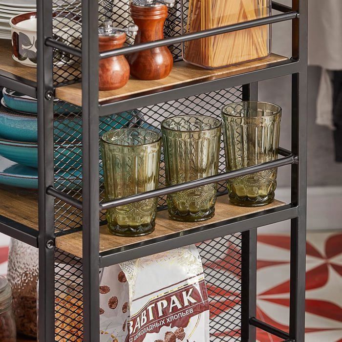 SoBuy Rolling Kitchen Trolley with 1 Drawer, 3 Shelves, Side Shelves and 4 Casters, 50x37x87cm