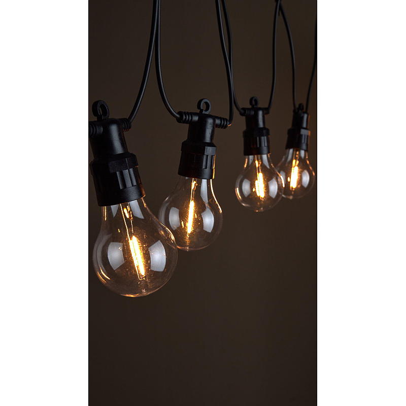 Vintage lichtslinger voor thuis met 10 LED-lampjes, in serie geschakeld.