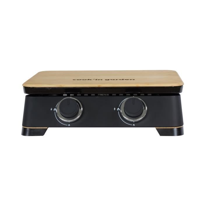 Plancha de gas COOK'IN GARDEN DUNE 60 - L 40 × An 47 × Al 20 cm - Superficie de cocción: L 131 × An 60 × Al 103 cm - Metal + bambú