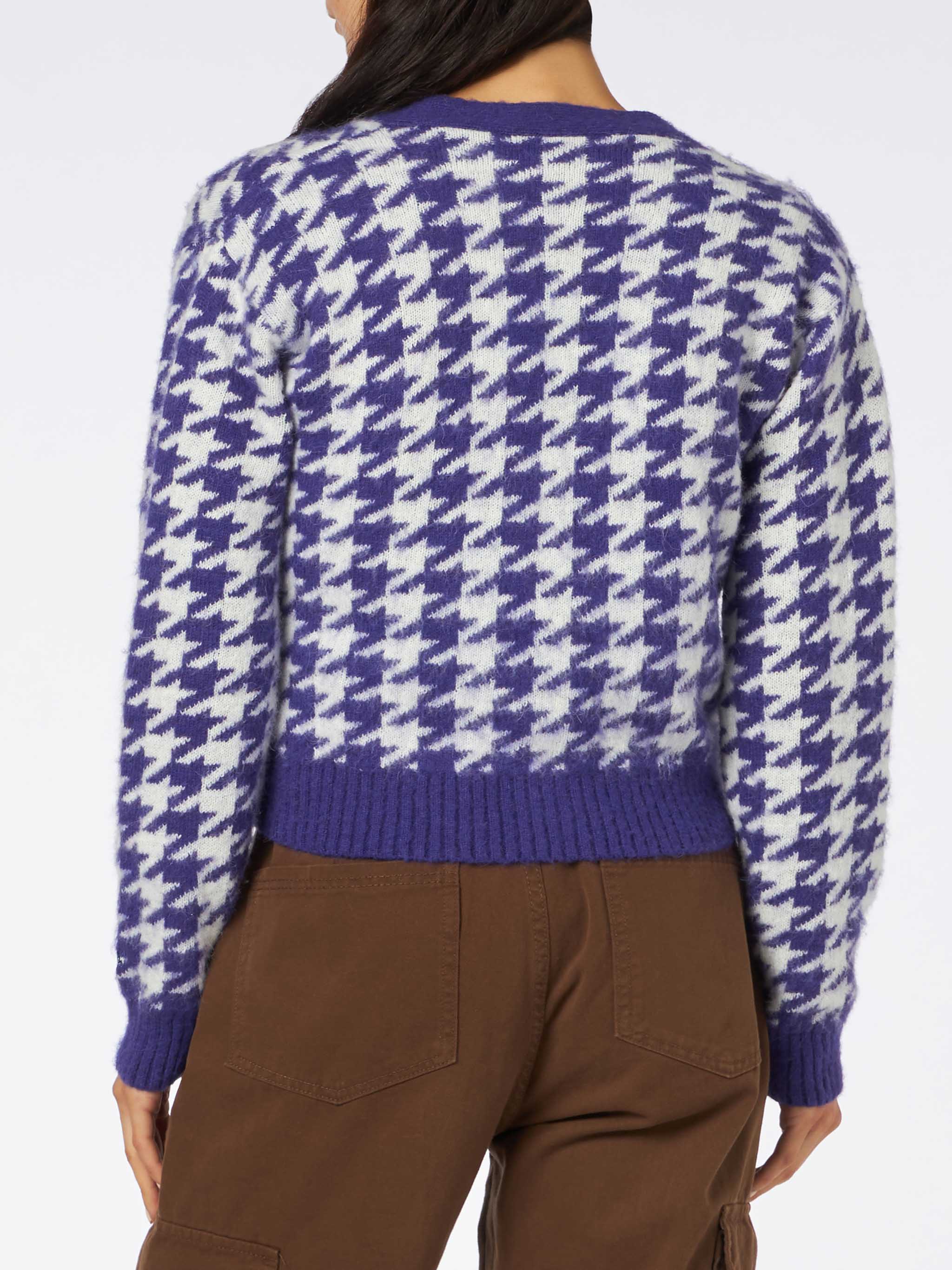 Cardigã curto feminino com botões de joia