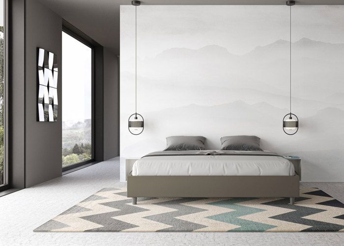 Cadre de lit king size - Ityhome - Azelia - Similicuir cappuccino - 200x210 cm - Design contemporain
