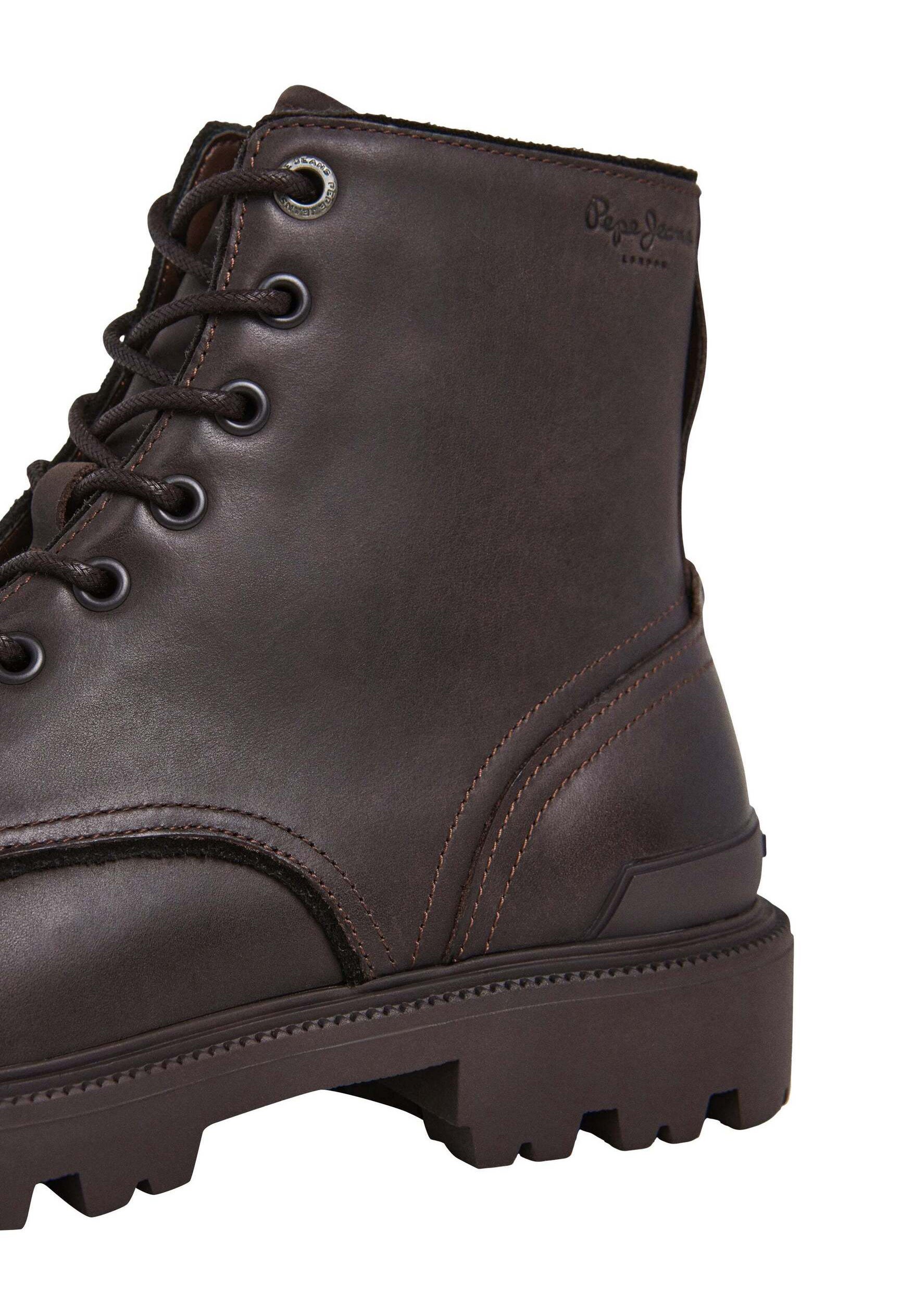Pepe Jeans RYAN BRIT M - Enkellaarsjes met vetersluiting - donkerbruin