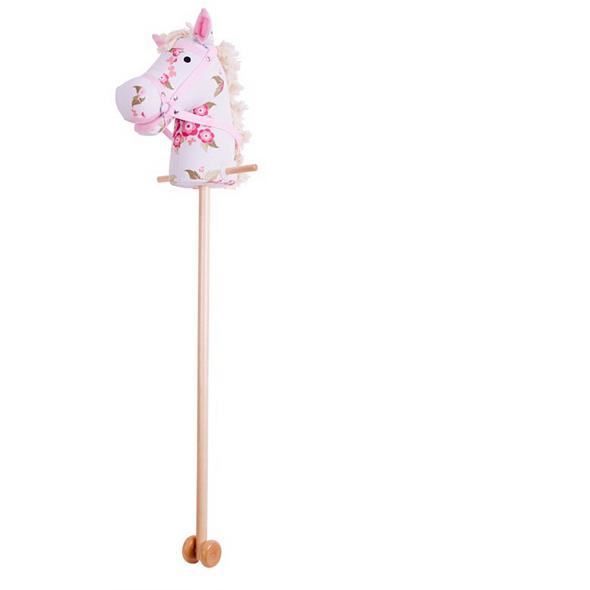 Cheval à bâton classique Bigjigs - Fleurs - pour enfant - en bois - intérieur