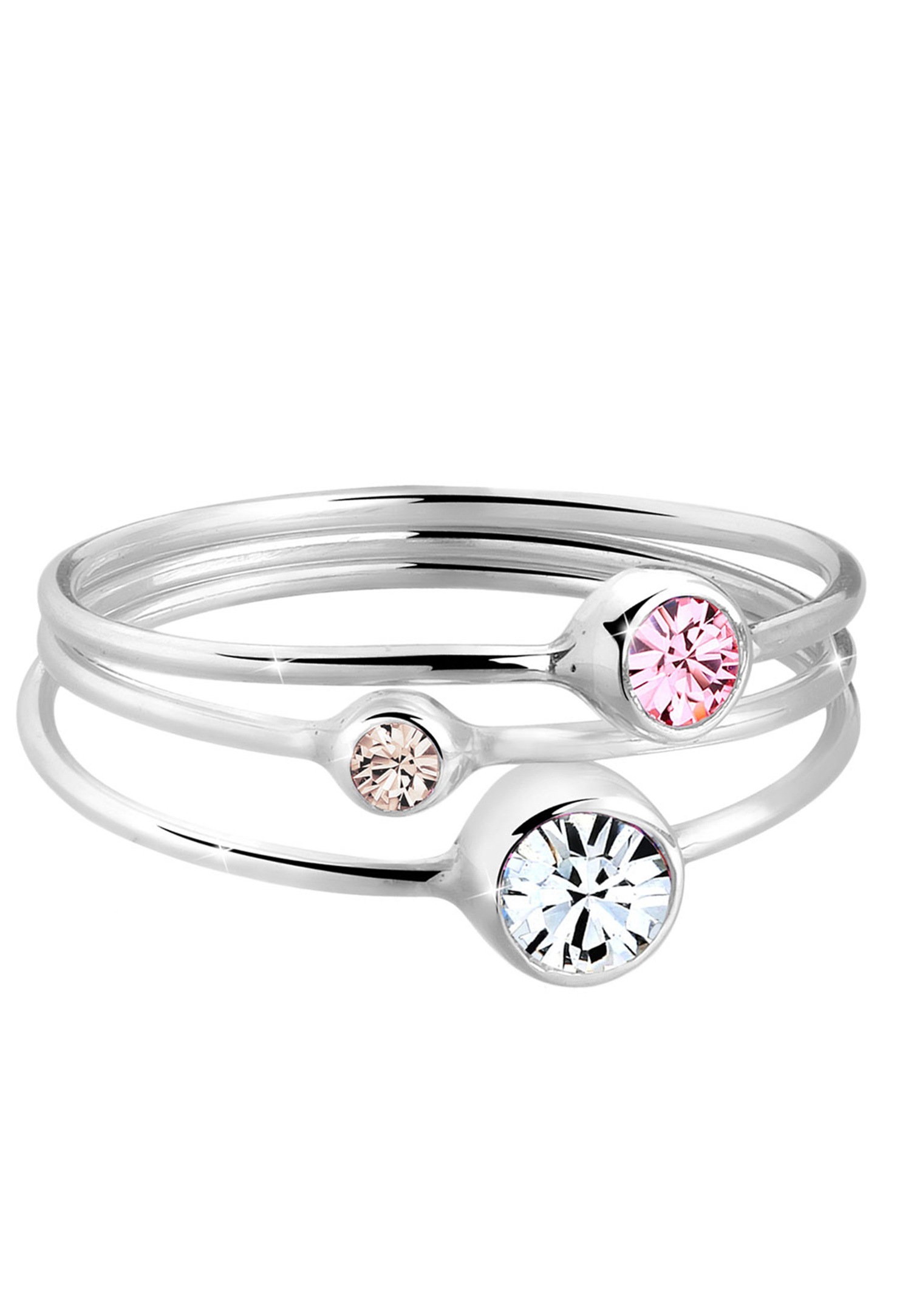Elli Femme Bague à Empiler Sertie de Cristaux en Argent Sterling 925