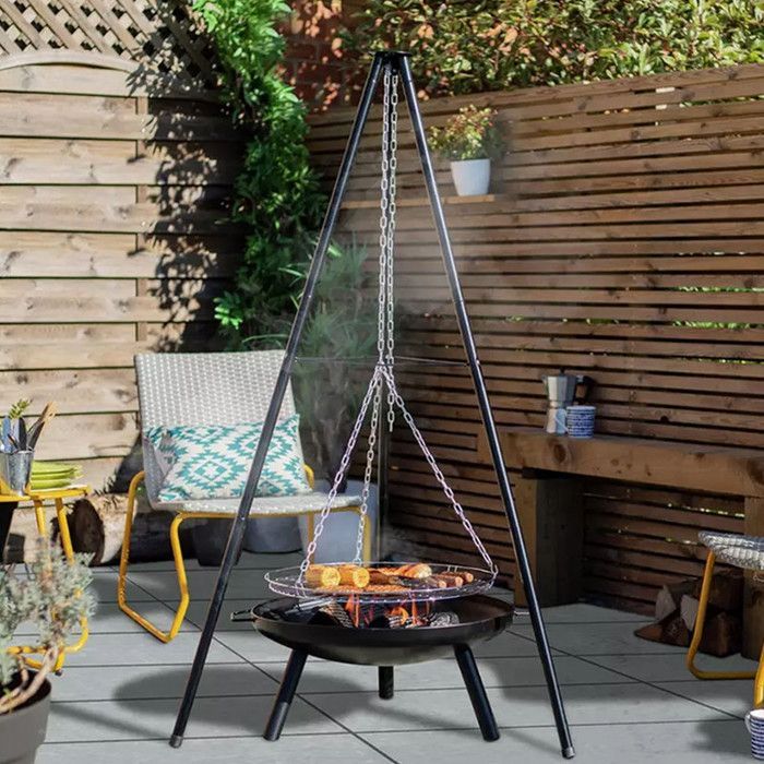 HK-888 Hängende Grillfeuerstelle mit Dreibein und Grillrost