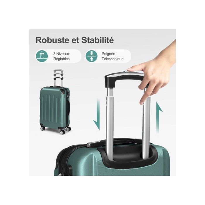 ALIGHTUP - Juego de 4 maletas portátiles 4 en 1 de ABS con ruedas - 3 maletas + 1 neceser - Verde