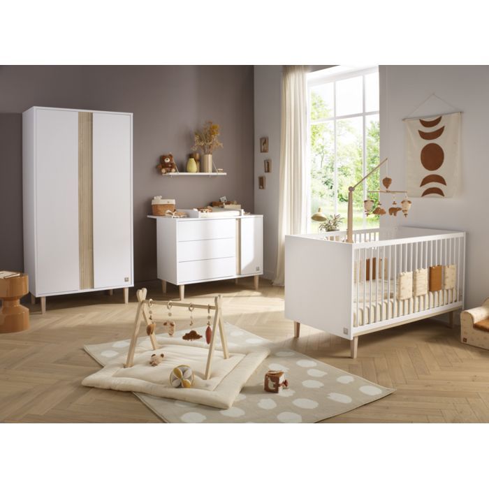 Cassettiera con 3 cassetti e 1 anta, gambe in legno - PALOMA