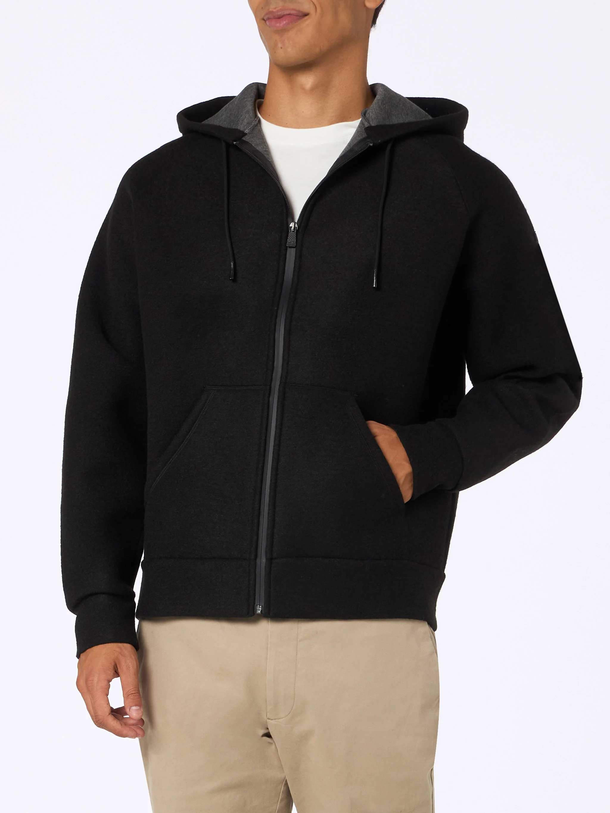 Carrel herensweatshirt van zwart scuba-technisch materiaal.