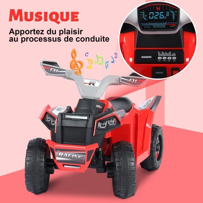 Quad Électrique Enfant - HOMEMIYN - Voiture de Plage - Fonction MP3 - Suspension des roues