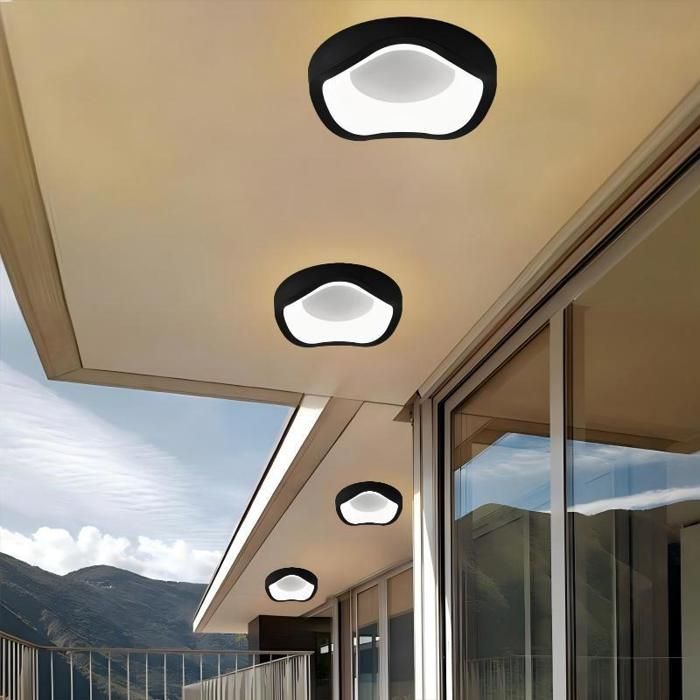 Fusion Plafonnier LED Style Moderne - 12W Blanc froide IP54 Imperméable Luminaire Plafonnier Pour Salle de Bain - 1pcs Noir Ø20CM