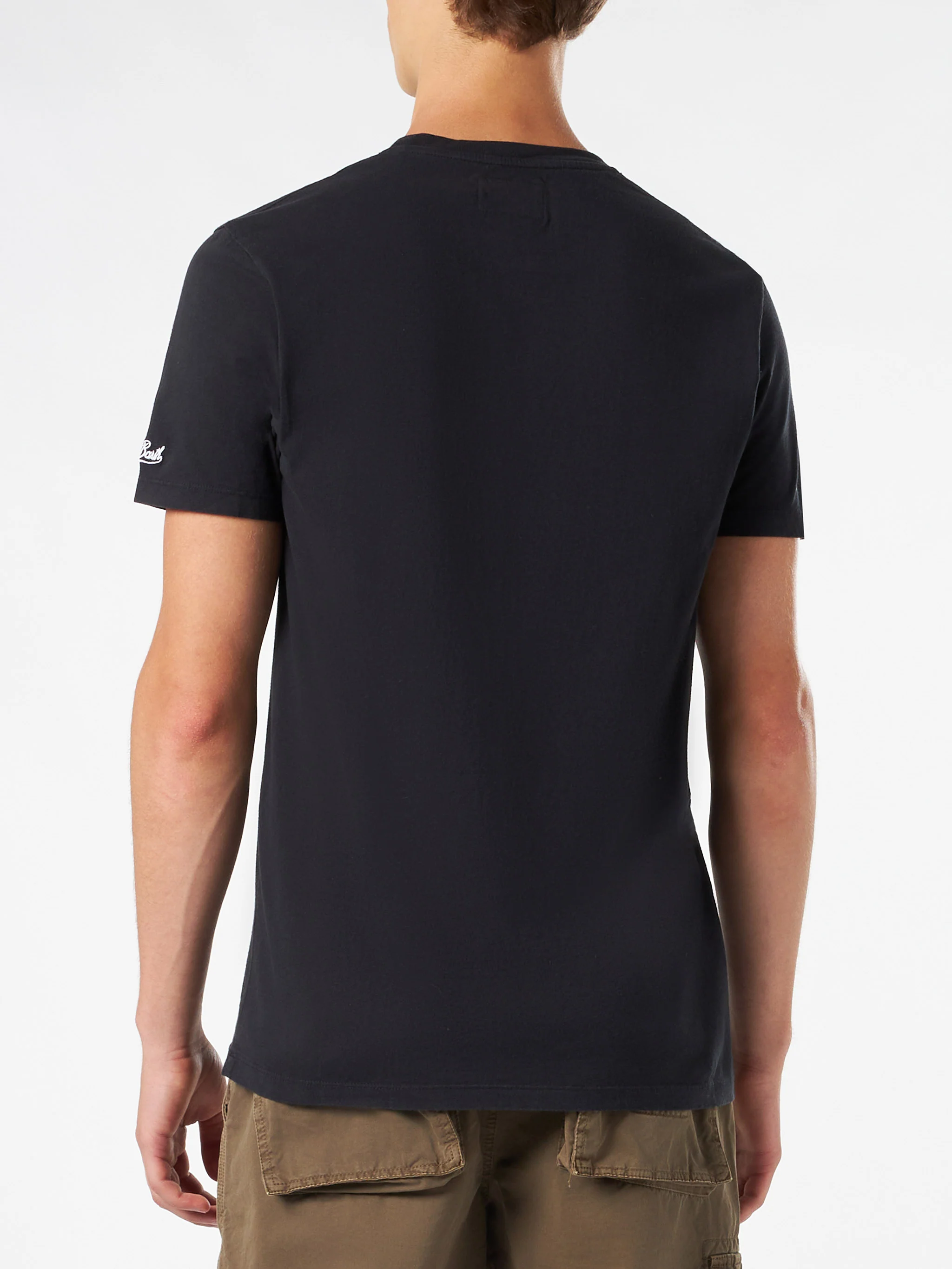 Heren T-shirt van katoen met vintage look en cocktailprint.