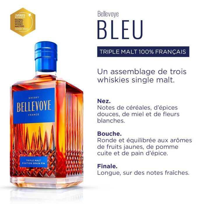 BELLEVOYE - BLUE - Whisky - Triple Malt - Origine: Francia - 40% di alcol - bottiglia da 70 cl