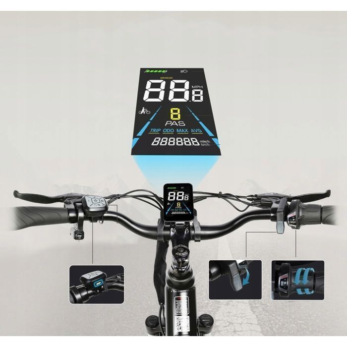 SAMEBIKE - RS-A01 Pro-T - Vélo Électrique - Moteur 500W - Batterie 36V 15Ah - Vitesse Max 25km/h - 90KM Autonomie - Blanc