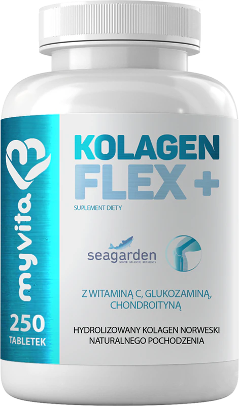 Comprimidos de suplemento alimentar MyVita Collagen Flex+ para nutrição das articulações e cartilagens