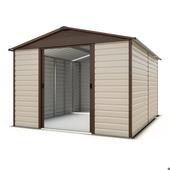Casetta da giardino in metallo Yardmaster da 10,46 m² + kit di ancoraggio