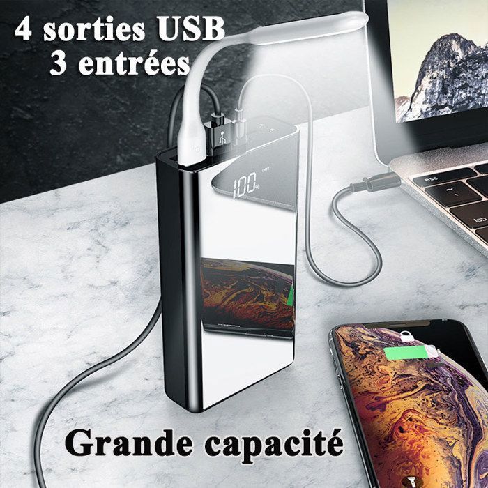 Batterie Externe - FUNSEE - 50000mAh - Charge Rapide - 4 Sorties - Compatible avec tous les téléphones