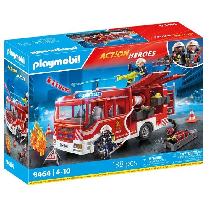 Playmobil Firefighter pack: Fire engine (9464) + Firefighters with cushion (71465)