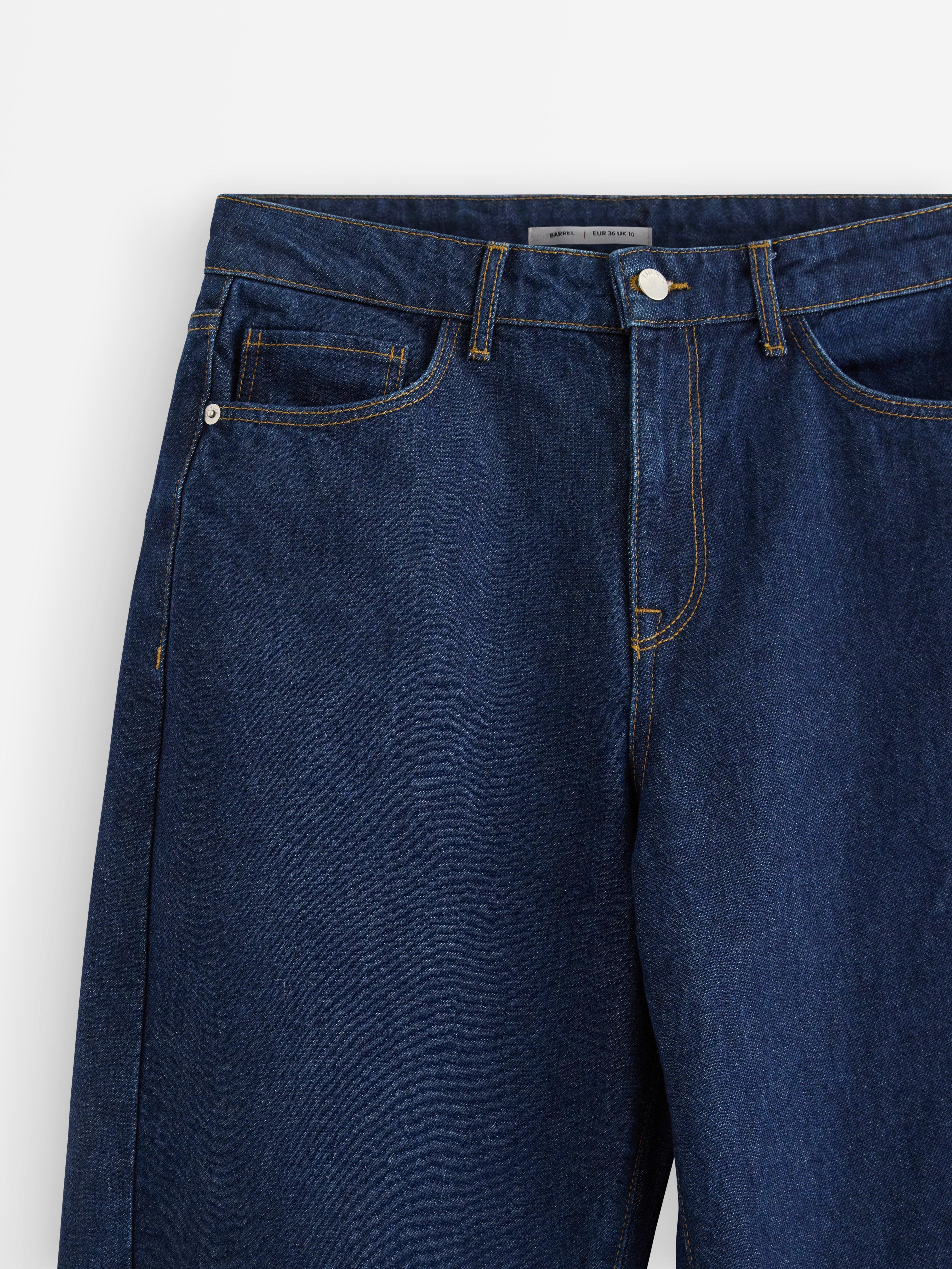 BARREL ankellange jeans Mørk denim