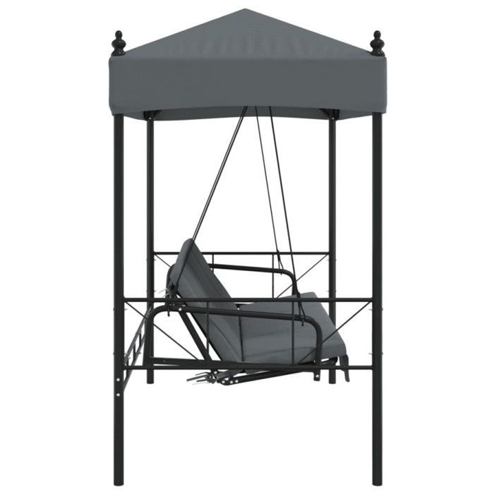 Columpio de jardín - Gris oscuro - 2 en 1 - Toldo de poliéster - 3 plazas