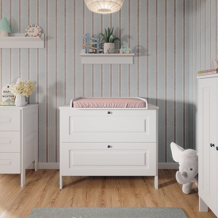 Ajaton Changing Table 108x98cm with 2 Drawers, White, Vitalispa 50177