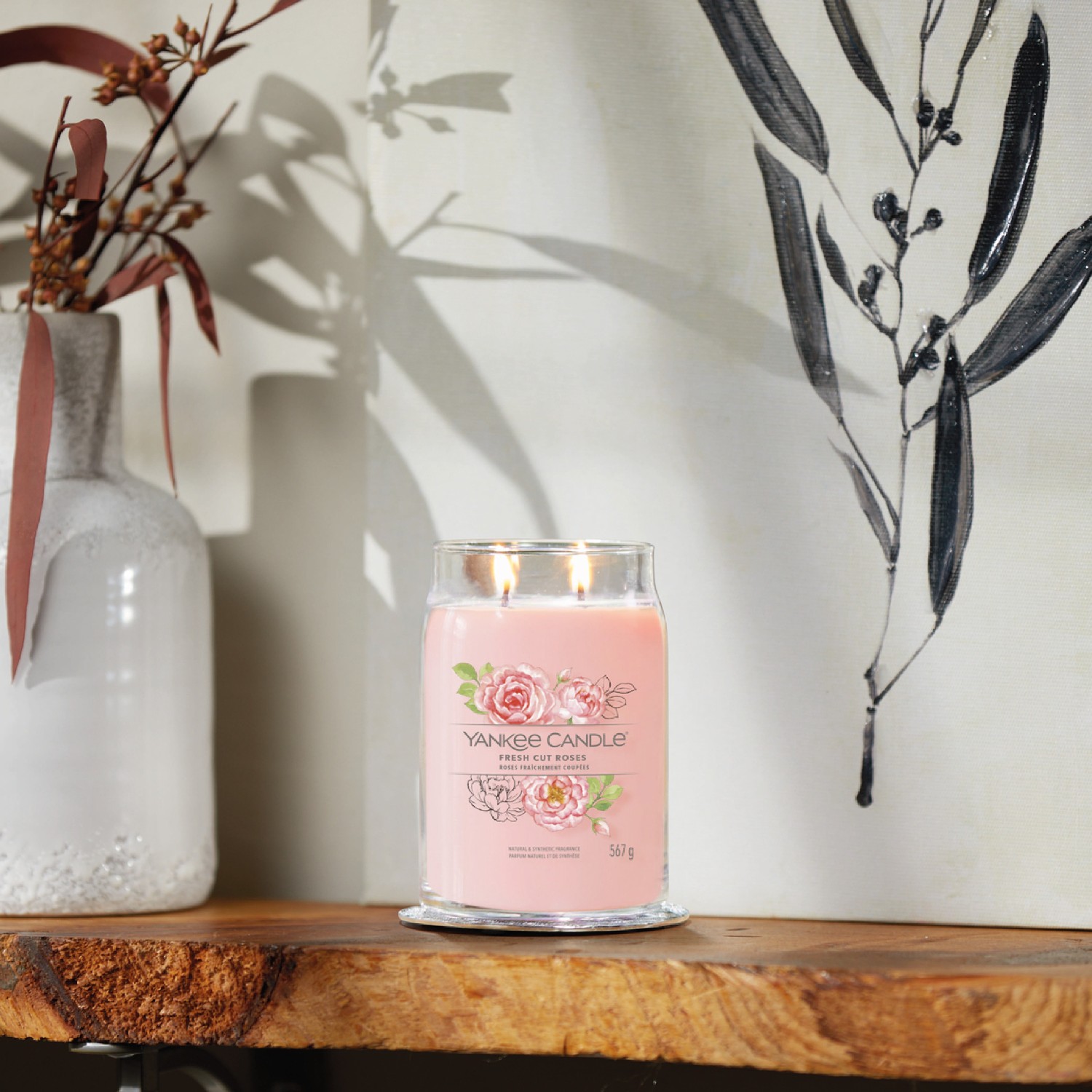 YANKEE CANDLE Grande Jarre Roses Fraîchement Coupées