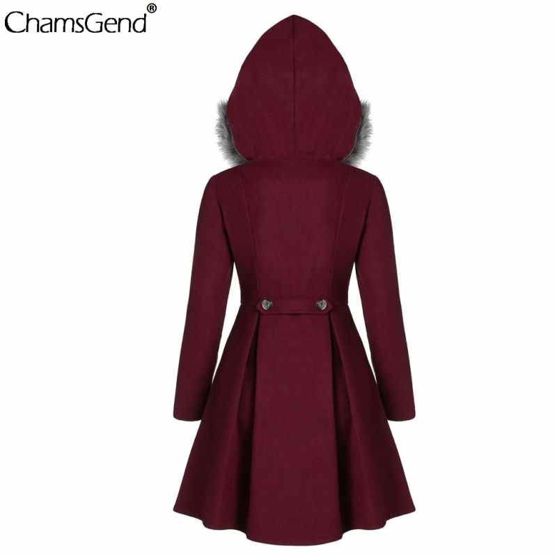 CHAMSGEND Cappotti invernali caldi a maniche lunghe in misto lana da donna: cappotto elegante e aderente (Slim Fit), giacca casual con cappuccio #4z
