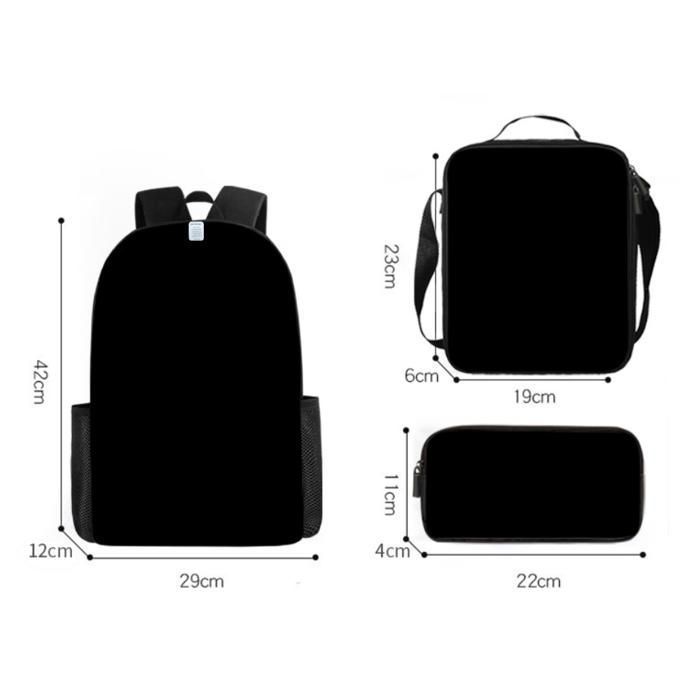 Mochila JINDING T9 para Ensino Fundamental, Conjunto de Três Peças, Estampa de Desenho Animado, Bolsa de Ombro Impermeável em Poliéster com Estojo para Lápis