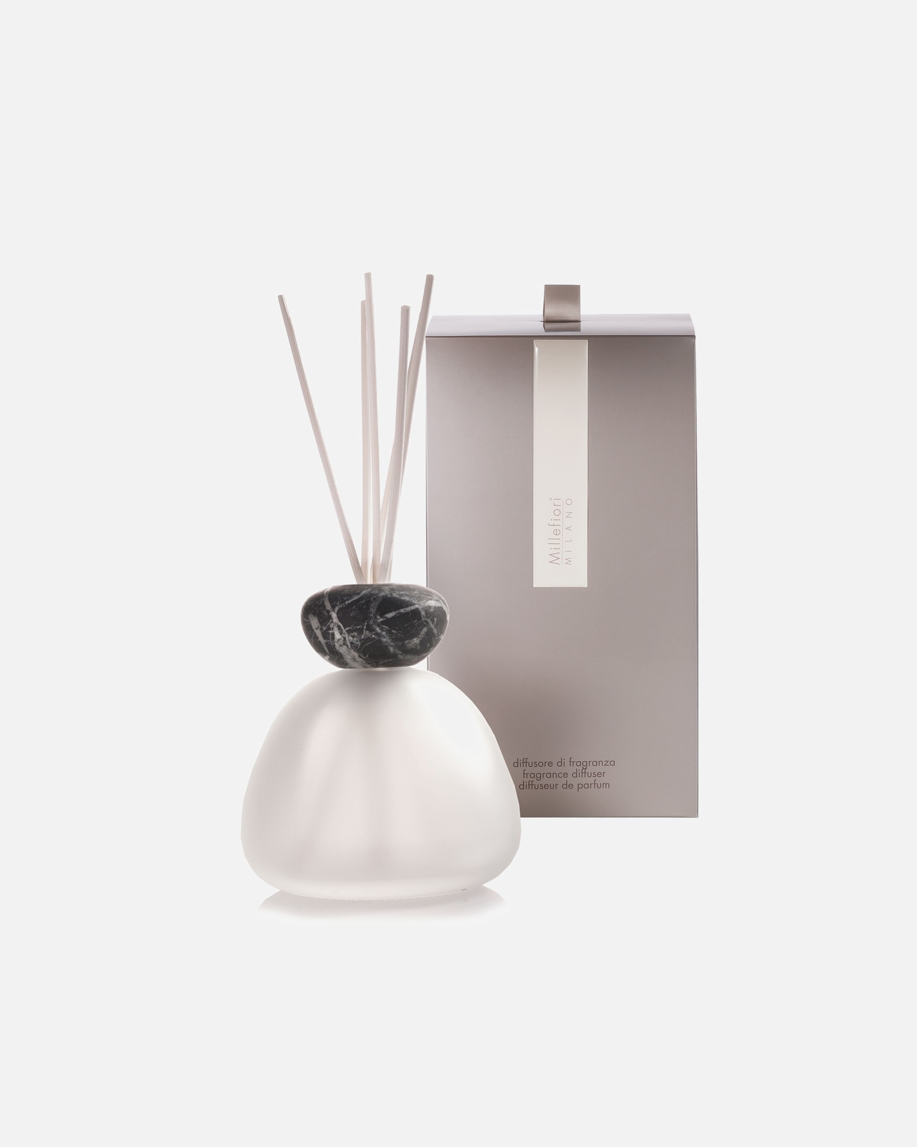 Millefiori MILANO Diffuseur en verre sablé ave couvercle noir